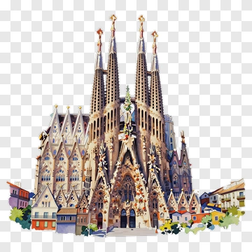 Colorful Sagrada Familia Cathedral PNG