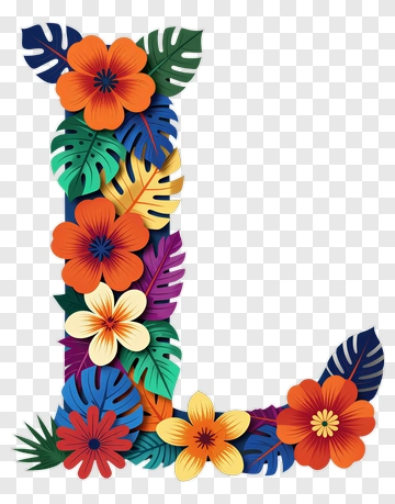 Colorful Floral Letter L PNG
