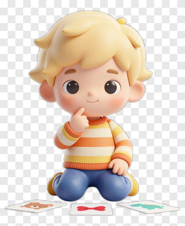 Cartoon Boy Thinking While Playing With Cards PNG