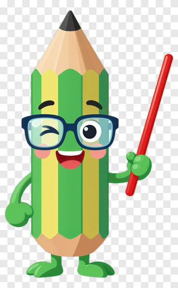 Cartoon Pencil Holding A Red Pointer PNG