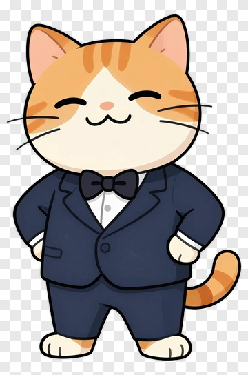 Cartoon Cat In A Tuxedo PNG