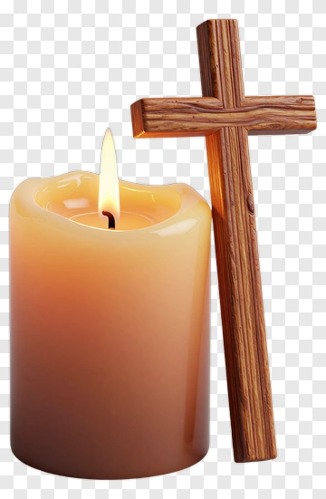 Candle And Wooden Cross PNG