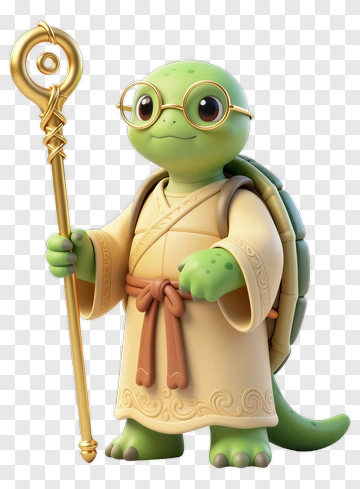 Cartoon Turtle Wizard Holding A Staff PNG