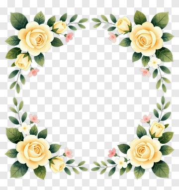 Yellow Rose Floral Frame PNG