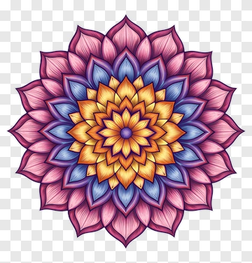Colorful Mandala Flower Design PNG