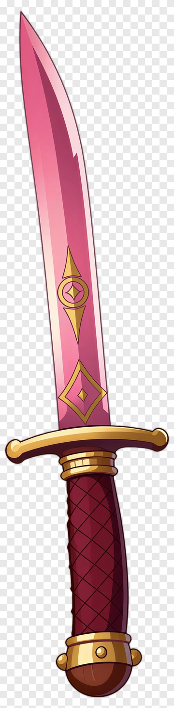 Cartoon Sword With Pink Blade And Gold Accents PNG
