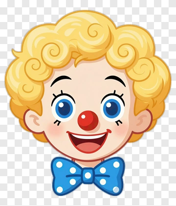 Cartoon Clown With Bow Tie And Red Nose PNG