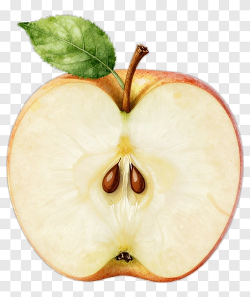 Sliced Apple With Leaf PNG