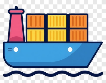 Cartoon Cargo Ship With Containers PNG