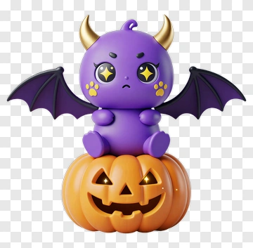 Cartoon Devil Sitting On A Halloween Pumpkin PNG