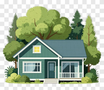 Cozy Green House Surrounded By Trees PNG