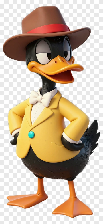 Cartoon Duck Wearing A Yellow Suit And Hat PNG