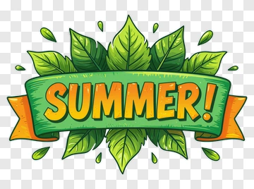 Summer Banner With Green Leaves PNG