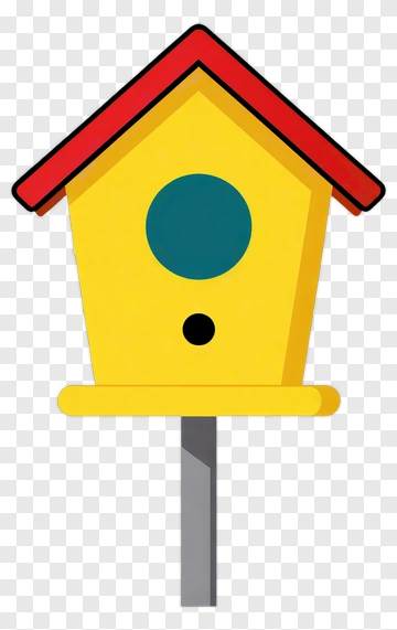 Colorful Birdhouse With Red Roof PNG