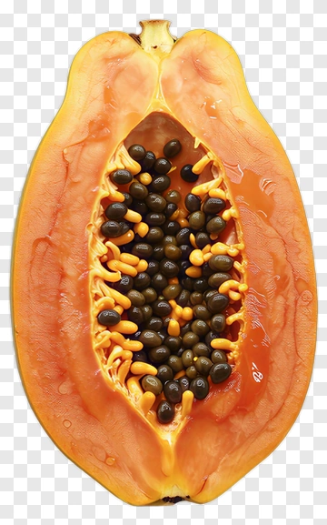 Papaya Fruit Cut In Half PNG
