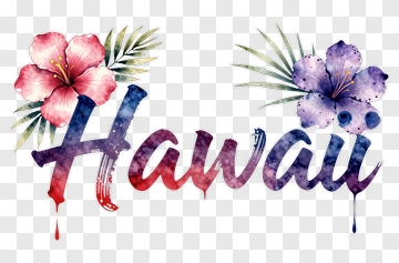 Hawaii Floral Watercolor Art PNG