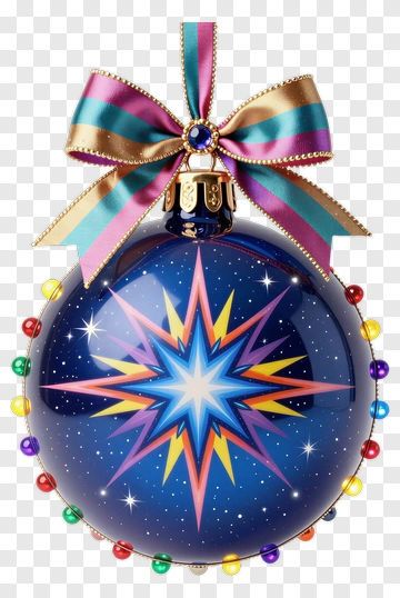 Colorful Christmas Ornament With Star Design PNG