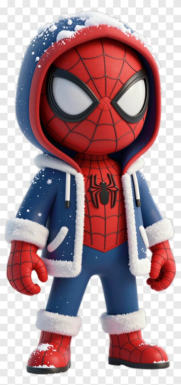 3D Spider-Man Character In A Winter Outfit PNG