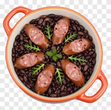 Sausage And Black Beans In A Cooking Pot PNG