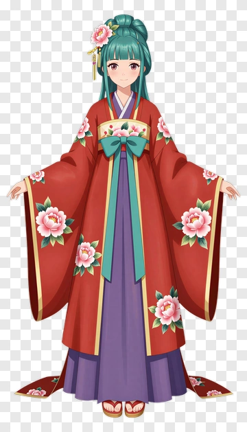 Anime Girl In Traditional Kimono PNG