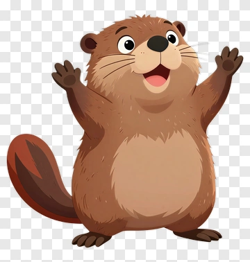 Cartoon Beaver Smiling With Open Arms PNG