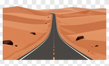 Desert Road In A Sandy Landscape PNG