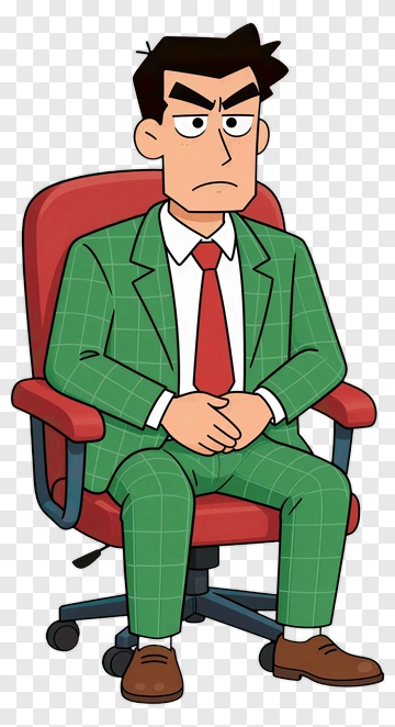 Cartoon Businessman Sitting In A Chair PNG