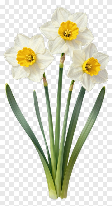 Daffodil Flowers With Yellow Centers PNG