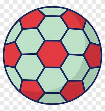 Cartoon Soccer Ball With Red And Green Hexagons PNG