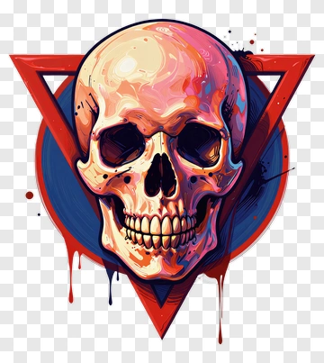 Colorful Skull With Geometric Shapes PNG