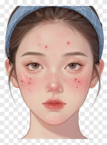 Portrait Of A Young Woman With Acne PNG