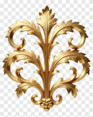 Golden Decorative Leaf Design PNG