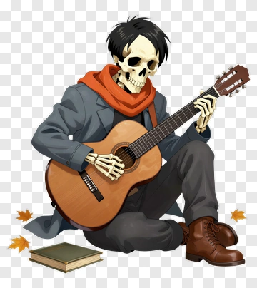 Skeleton Playing Guitar PNG