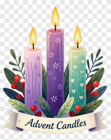 Advent Candles With Floral Accents PNG