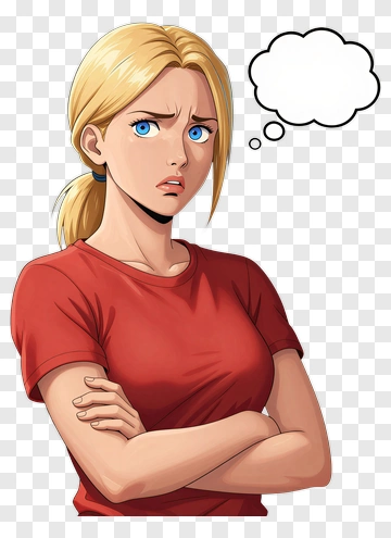 Concerned Woman With Thought Bubble PNG