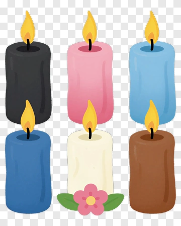 Colorful Candles With Flower PNG