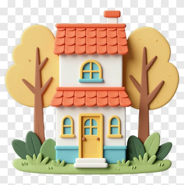 Colorful House Surrounded By Trees PNG