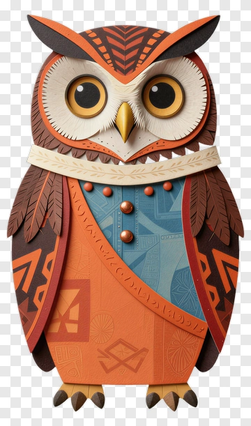 Colorful Paper Owl PNG