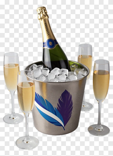 Champagne Bucket With Glasses PNG