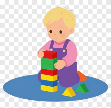Child Building A Tower With Colorful Blocks PNG