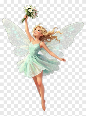Fairy Holding A Bouquet Of Flowers PNG