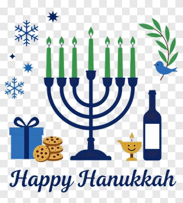 Happy Hanukkah Celebration With Menorah And Gifts PNG