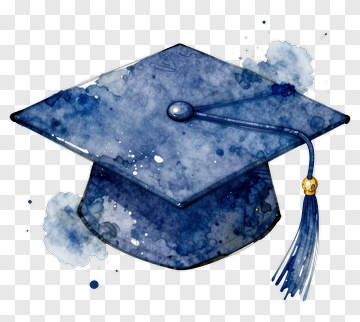 Watercolor Graduation Cap PNG