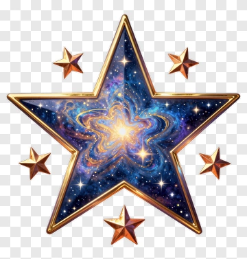 Colorful Star With Cosmic Design PNG