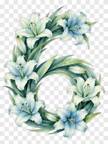 Floral Number Six With Lilies PNG