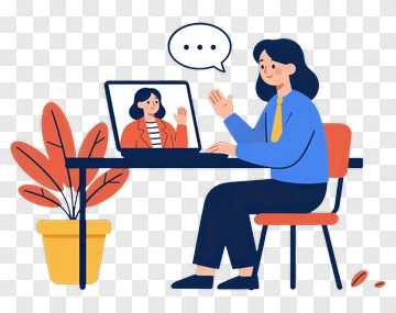 Woman Video Calling A Girl On Laptop PNG