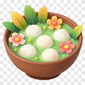 Colorful Bowl Of Sweet Dumplings With Flowers PNG