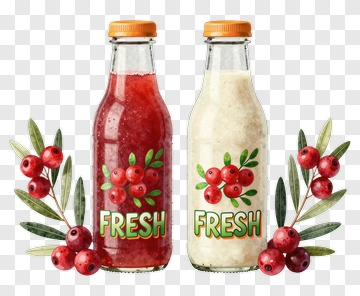 Fresh Juice Bottles With Berries PNG