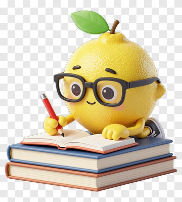Cartoon Lemon Character Writing In A Book PNG