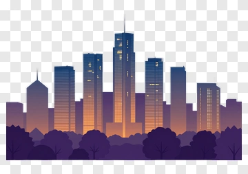 City Skyline At Sunset PNG